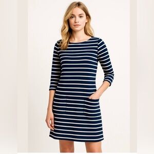 Boden Womens Breton Navy Striped Tunic Mini Pocket Dress Size 16